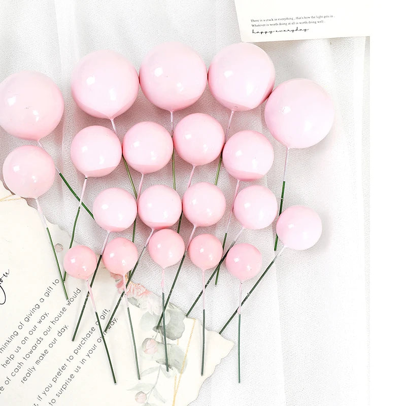 20Pcs/Pack 4cm Ball Cake Topper Decorations Mini Balloons Cake Topper Sticks Gold Balls Cake Picks Cake Topper Balls Cake Decor