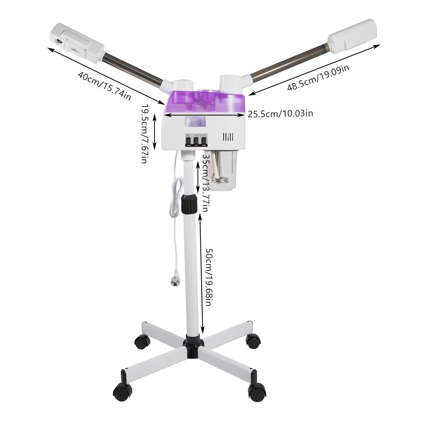 CE 800W Dual Function Facial Steamer Hot/Cold Mist 360° Adjustable Salon Grade Pore Care Anti Aging  Humidifier Ozone Steamer