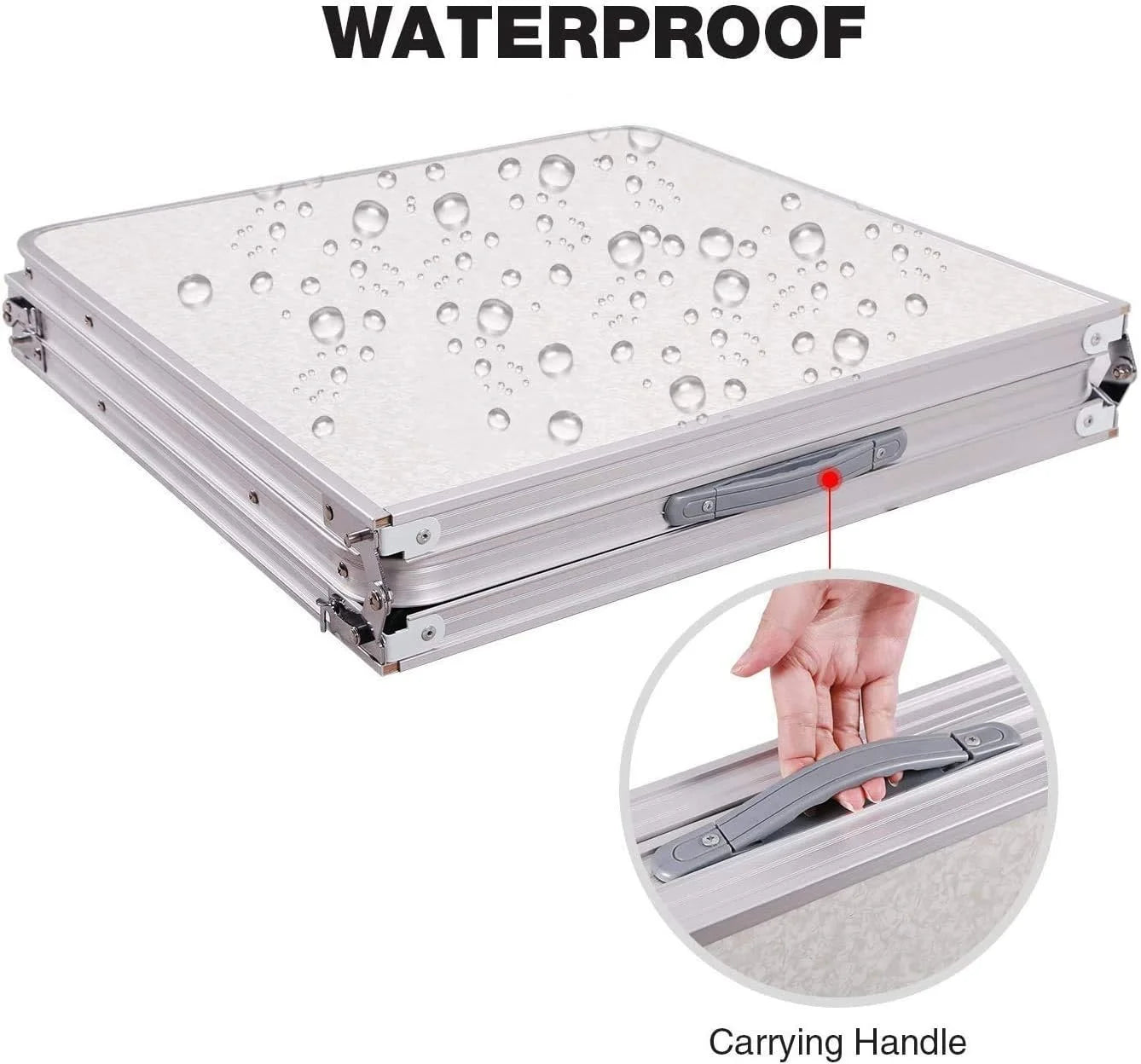 4ft Collapsible Height-Adjustable Aluminium Table for Camping Barbecue, with Handle Outdoor Garden Picnic  Travel Weatherproof