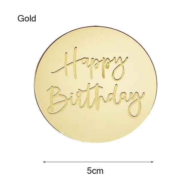 INS New Happy Birthday Cake Topper Acrylic Gold Birthday Oh Baby Cupcake Topper for Baby Shower Birthday Party Cake Decorations