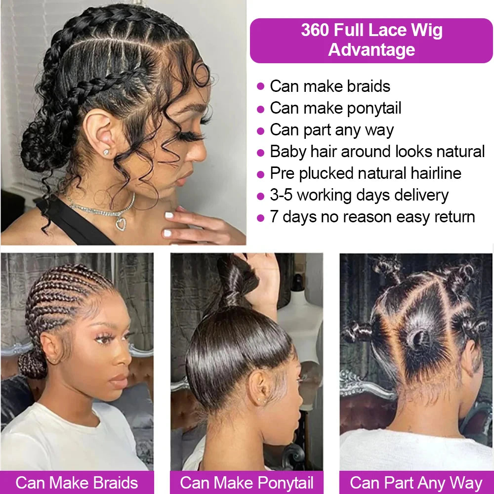 Full 360 Hd Lace Frontal Wig Kinky Yaki Straight Lace Front Human Hair Wig 40 Inch Straight Human Hair Wig For Women 300 Density