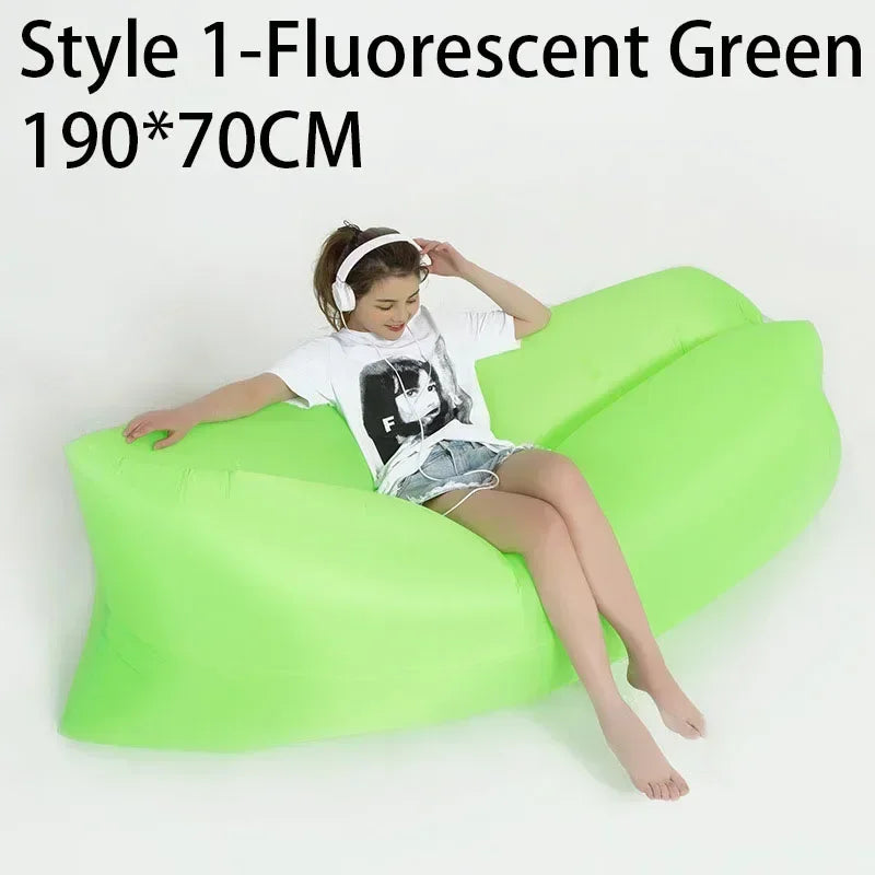 Outdoor Beach Lazy Inflatable Sofa Portable Folding Air Sofa Garden Sleeping Bag Bed Oxford Cloth Camping Furniture 190X70CM