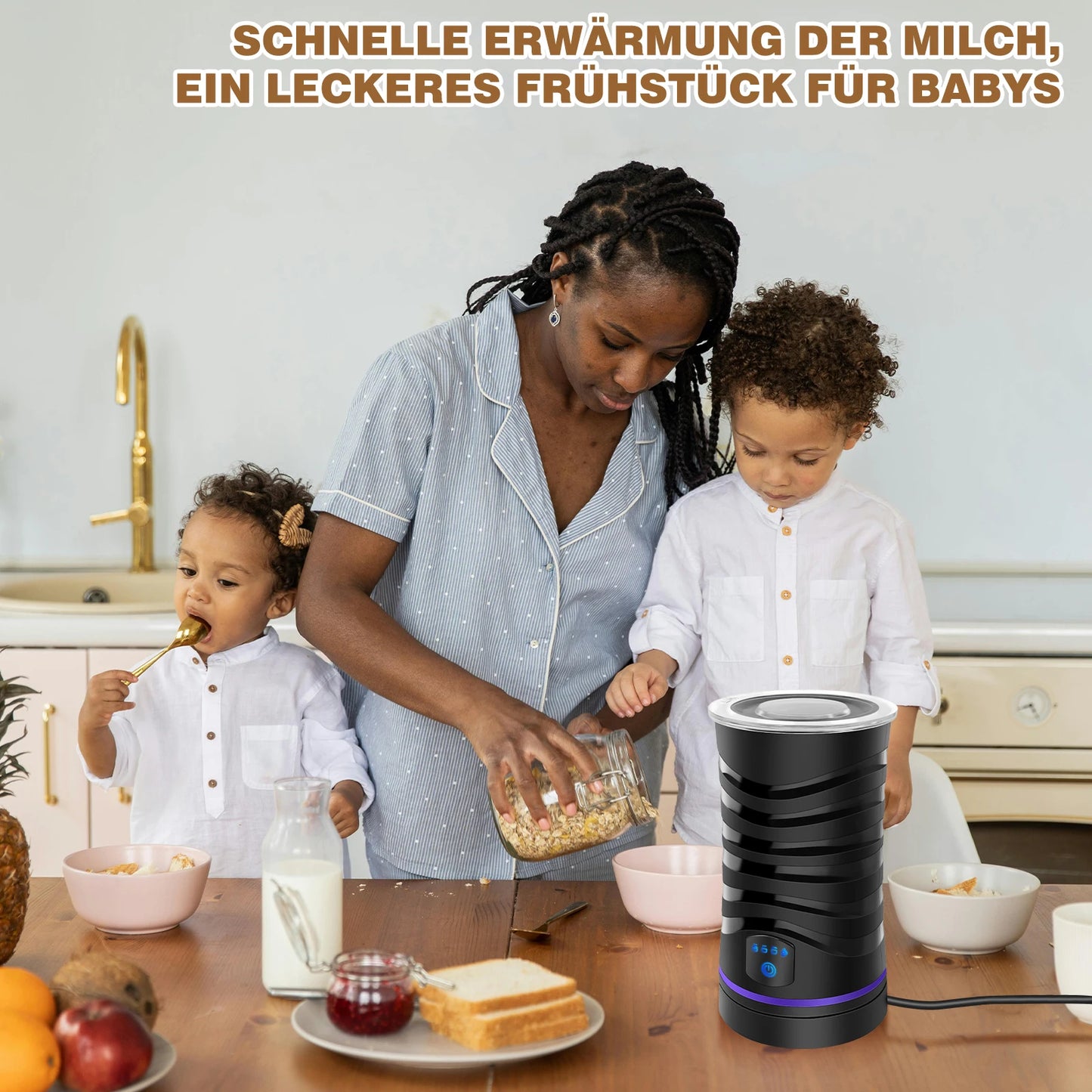 4 in 1 Milk Frother Electric and Steamer 11.8 oz/350ml Hot/Cold Foam Maker Intelligent Temperature Control Electric Milk Warmer