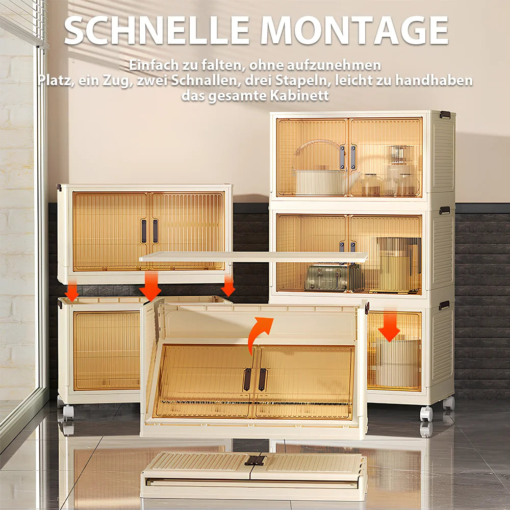 Storage Box Folding Storage Cabinet Storages Cabinet Dustproof with Swivel Wheel Kitchen Bedroom Living Room Storage Wardrobe