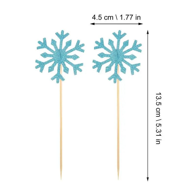 100Pcs Cupcake Toppers Snowflake Cake Picks Cupcake Decor Birthday Party Wedding Cake Decor Birthday Cake Card Flag
