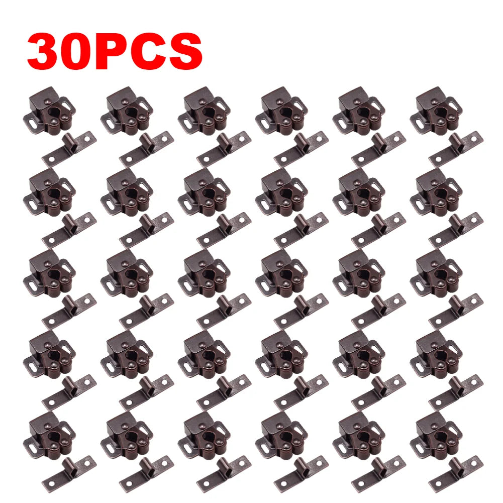 1-30PCS Magnetic Cabinet Door Clips Wardrobe Door Buckle Anti-Corrosion Dual Wheel Spring Fixed Lock Buckle Home Hardware Tools