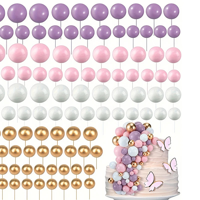 20Pcs/Pack 4cm Ball Cake Topper Decorations Mini Balloons Cake Topper Sticks Gold Balls Cake Picks Cake Topper Balls Cake Decor