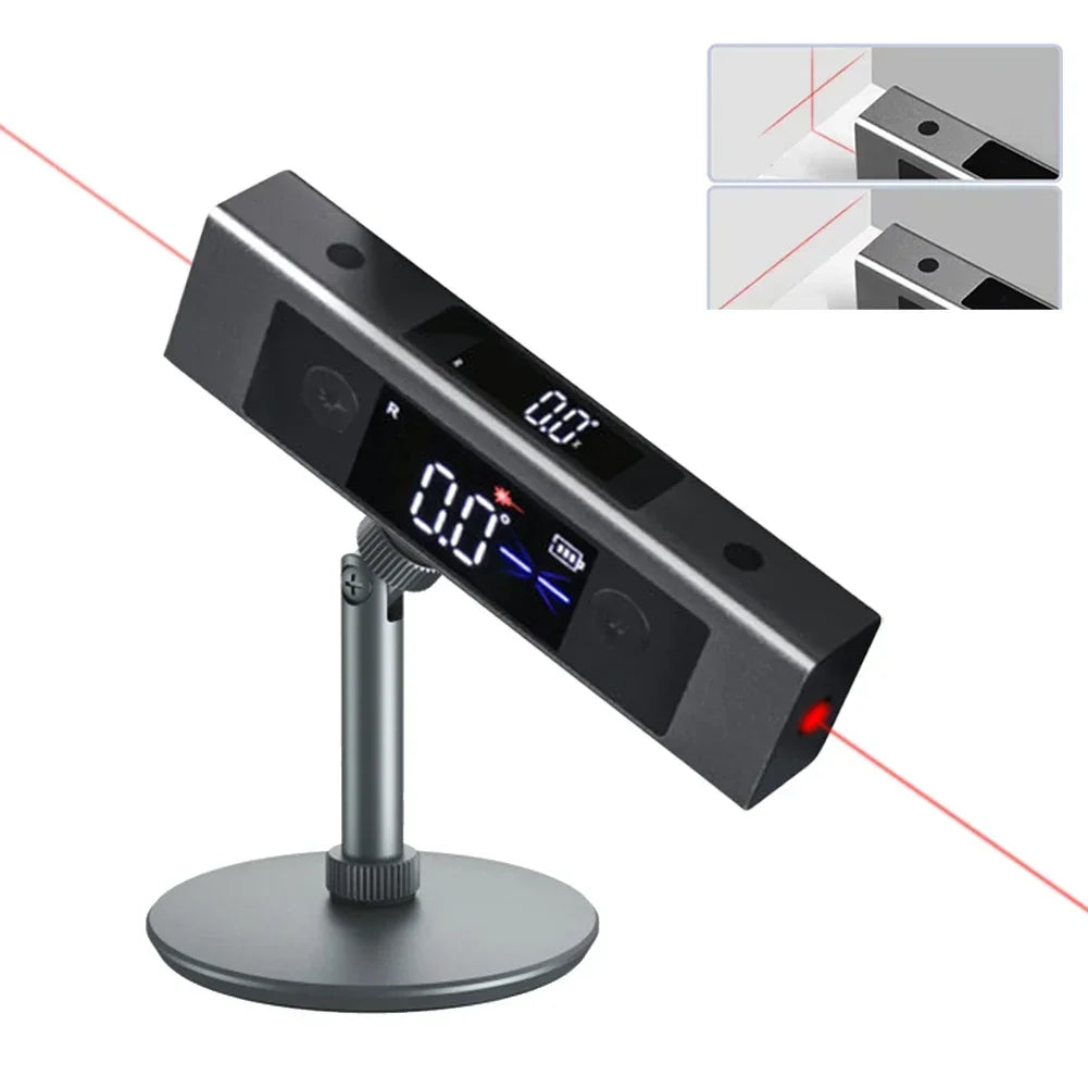 2In1 Digital Laser Level Inclinometer Laser Protractor Angle Ruler Dual-Screen Type-C Rechargeable Construction Measurement Tool