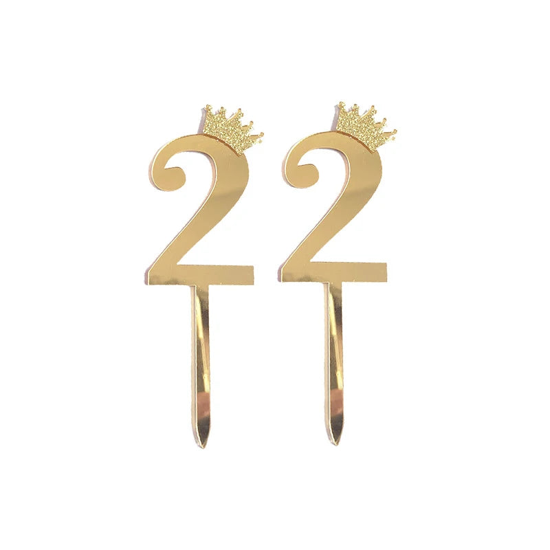 Happy Birthday Cake Topper Wedding Decorations Acrylic Cake Topper Gold Silver Numbers 10 16 18 20 30 Cake Decoration Tools