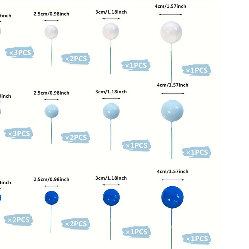 20Pcs/Pack 4cm Ball Cake Topper Decorations Mini Balloons Cake Topper Sticks Gold Balls Cake Picks Cake Topper Balls Cake Decor