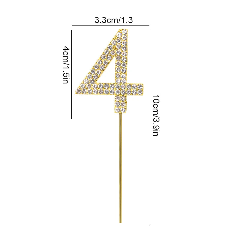 1Pc Gold Silver Glitter Alloy Number Cake Toppers Birthday 0-9 Digital Cakes Decor Wedding Party Baby Shower Dessert Decoration
