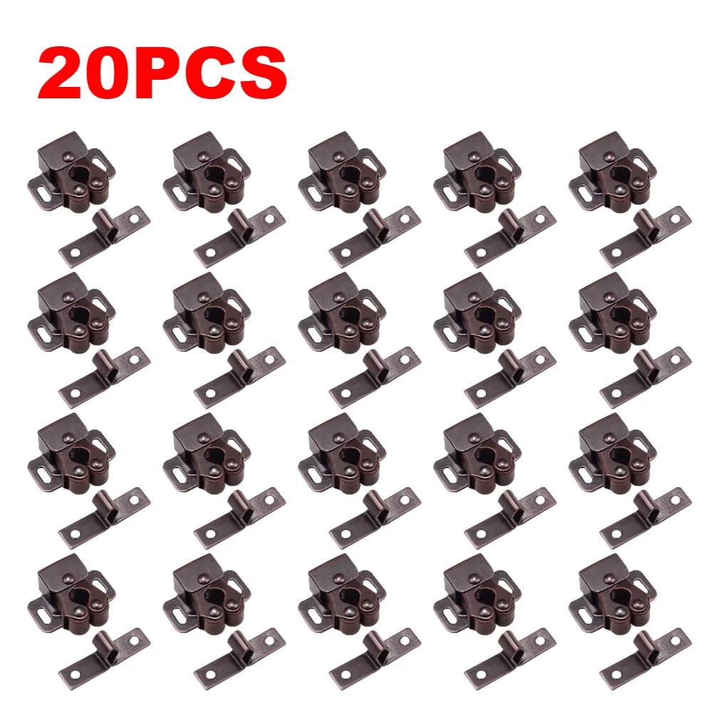 1-30PCS Magnetic Cabinet Door Clips Wardrobe Door Buckle Anti-Corrosion Dual Wheel Spring Fixed Lock Buckle Home Hardware Tools