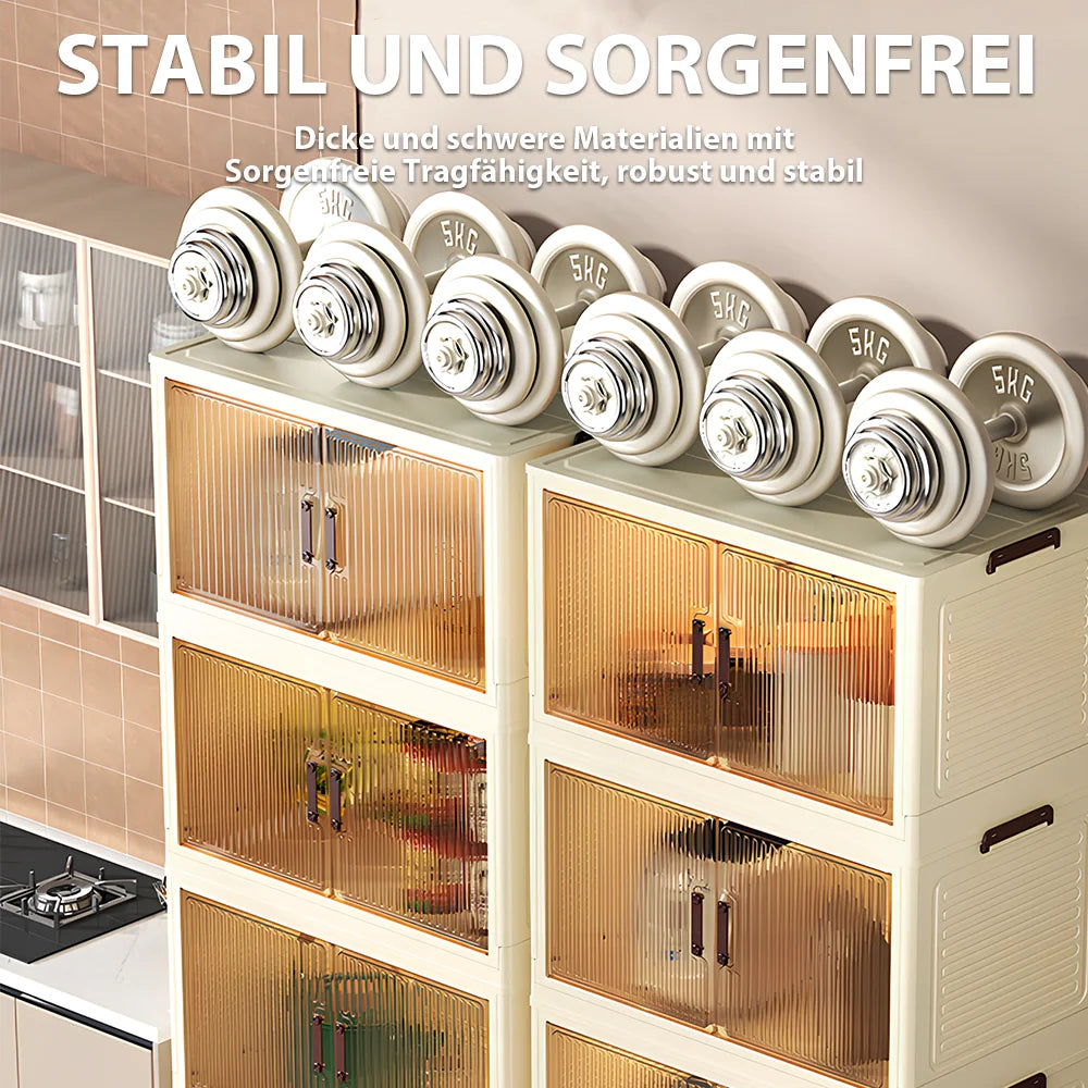 Storage Box Folding Storage Cabinet Storages Cabinet Dustproof with Swivel Wheel Kitchen Bedroom Living Room Storage Wardrobe