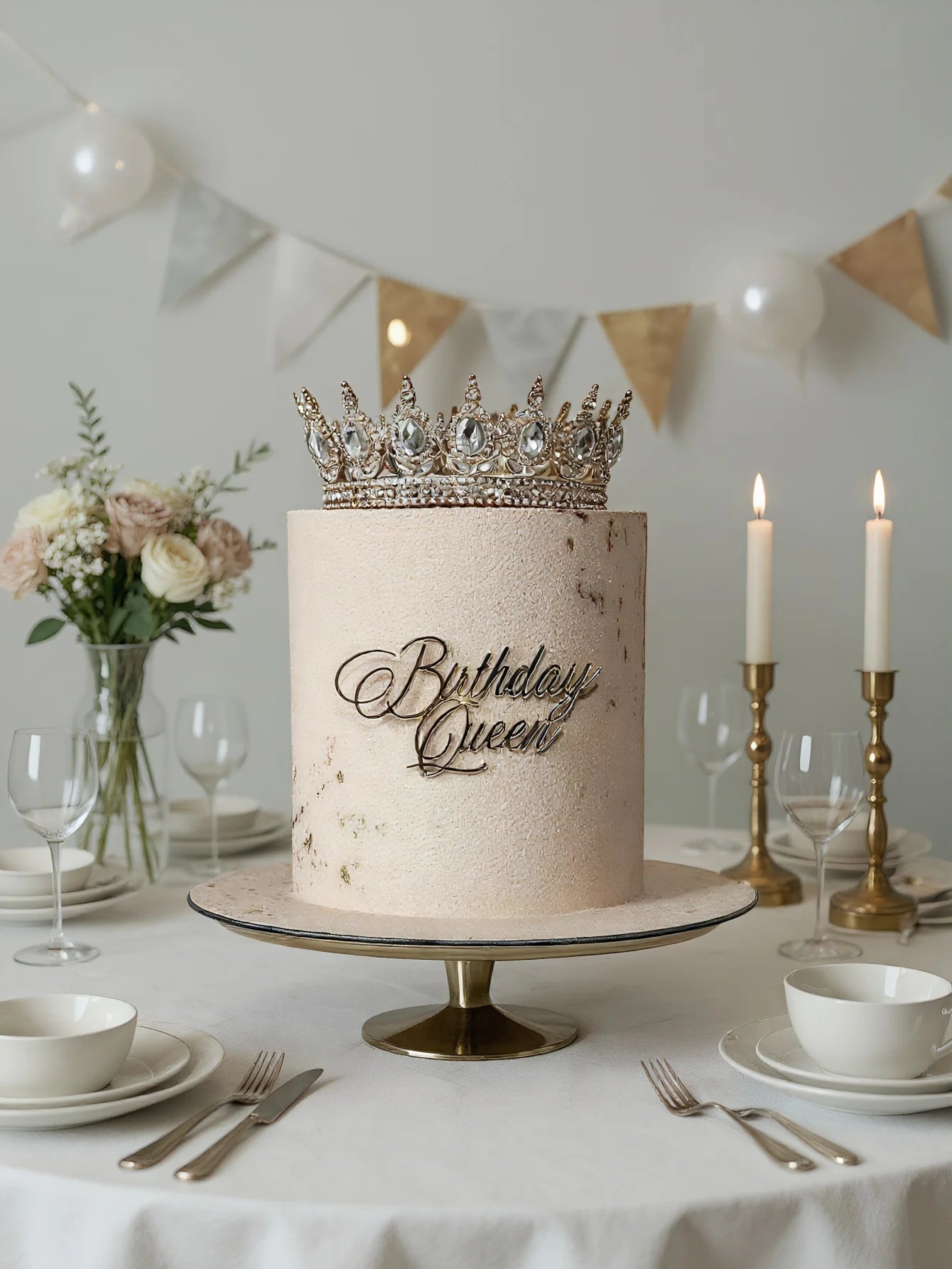 3pcs PMMA "Birthday Queen" Cake Top - Birthday/Christmas Party Decoration, Cake Plug-in & Baking Essentials