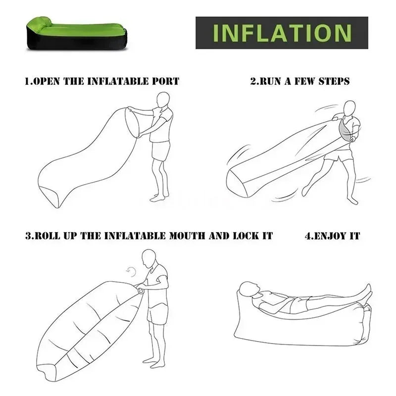 Outdoor Beach Lazy Inflatable Sofa Portable Folding Air Sofa Garden Sleeping Bag Bed Oxford Cloth Camping Furniture 190X70CM