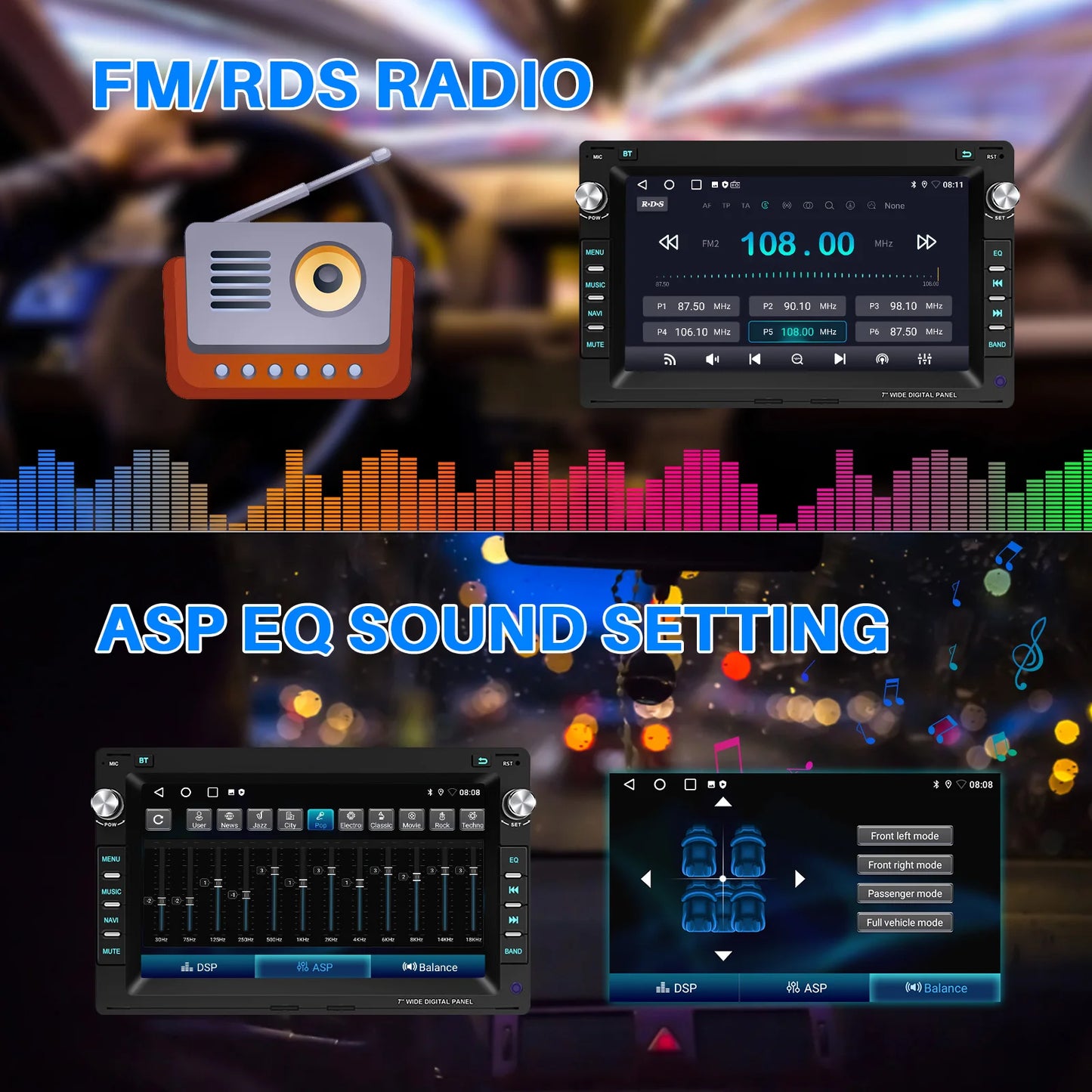 ESSGOO 7" Android 13 2+64G Wireless Apple Carplay Autoradio Für VW Polo 9N Golf 4 Passat B5 T5 GPS NAVI RDS Wifi Bluetooth FM EQ