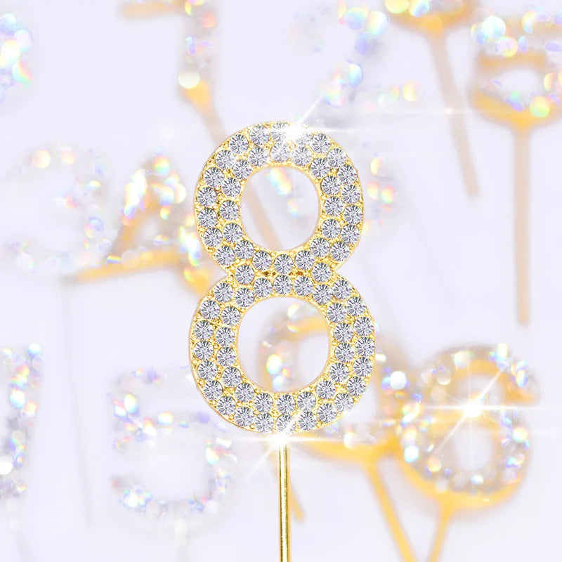1Pc Gold Silver Glitter Alloy Number Cake Toppers Birthday 0-9 Digital Cakes Decor Wedding Party Baby Shower Dessert Decoration