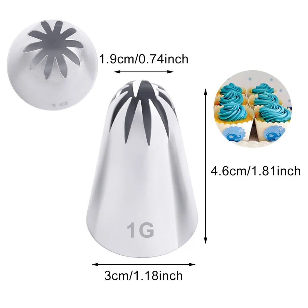 1/4pcs #1G#1E#1C#1B Stainless Steel Piping Nozzles Cream Nozzles Cupcake Pastry Confectionery Accessories Cake Decorating Tools