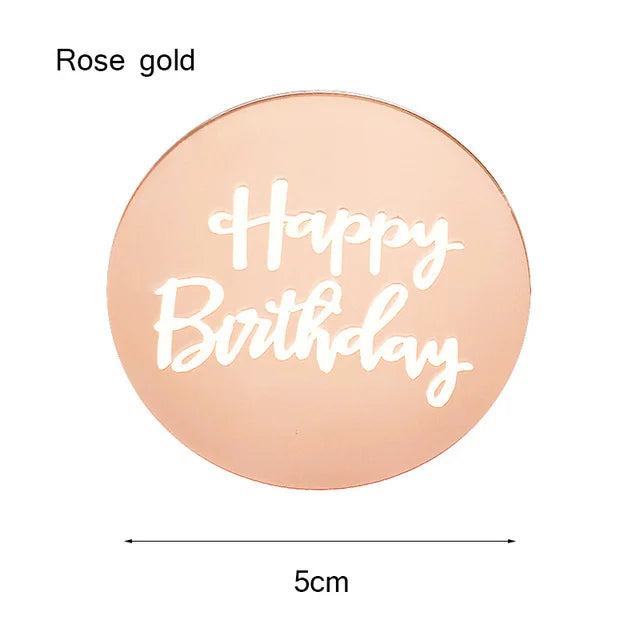 INS New Happy Birthday Cake Topper Acrylic Gold Birthday Oh Baby Cupcake Topper for Baby Shower Birthday Party Cake Decorations