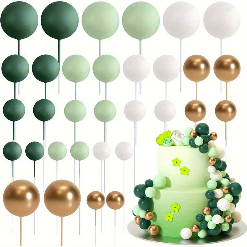 20Pcs/Pack 4cm Ball Cake Topper Decorations Mini Balloons Cake Topper Sticks Gold Balls Cake Picks Cake Topper Balls Cake Decor