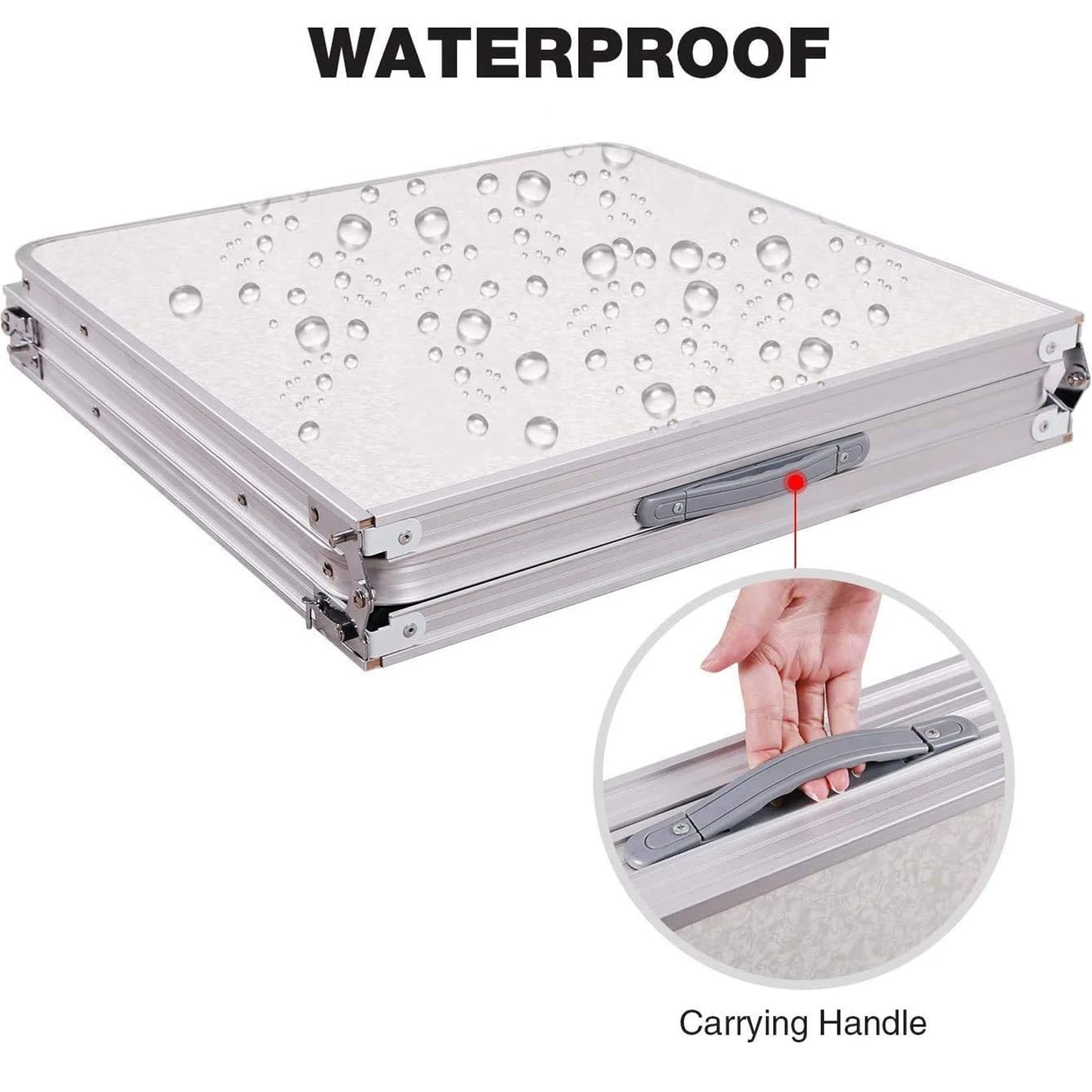 EFAN Camping Table Folding Aluminum Alloy Table Multifunctional Portable BBQ Grill Wood Table Outdoor Picnic Fishing 120CM White