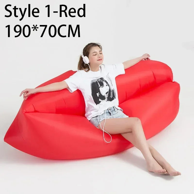 Outdoor Beach Lazy Inflatable Sofa Portable Folding Air Sofa Garden Sleeping Bag Bed Oxford Cloth Camping Furniture 190X70CM