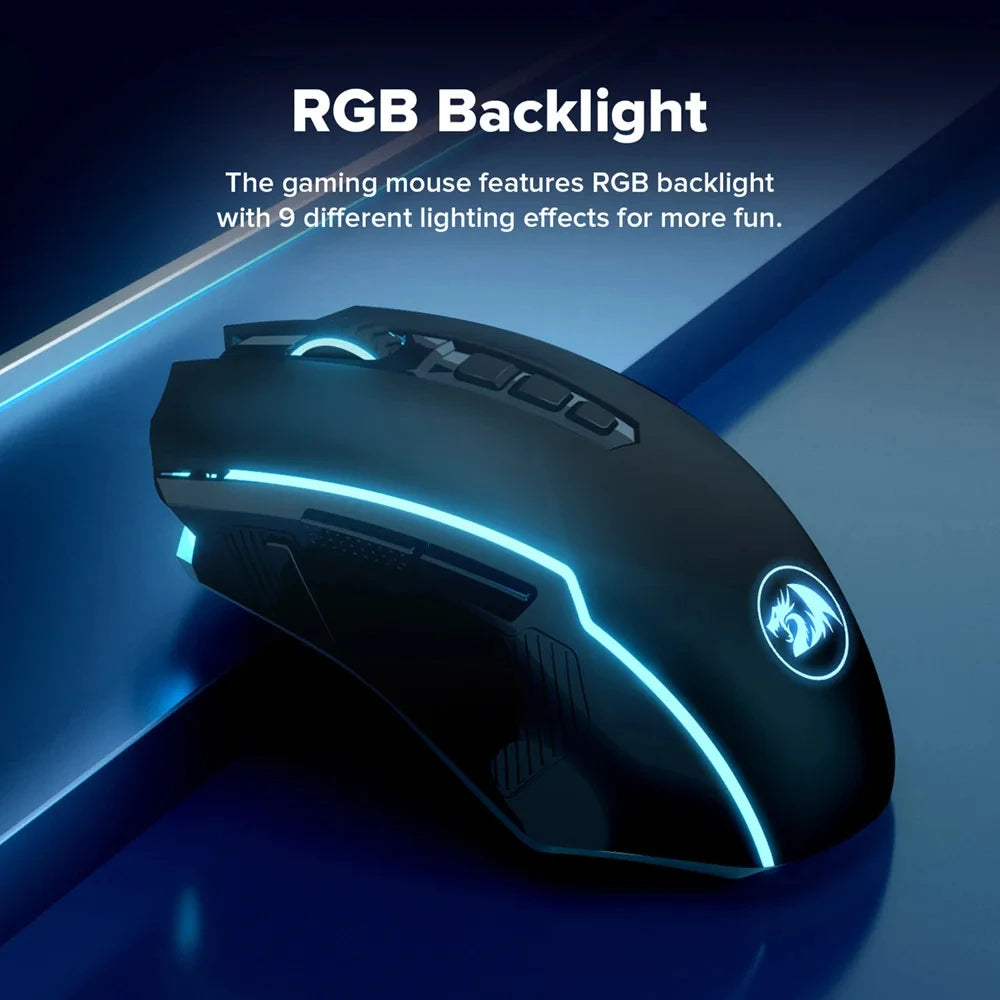 Redragon M910-KS RANGER LITE RGB 2.4G Wireless/Wired Double Modes Gaming Mouse 8000 DPI with Rapid Fire Buttons