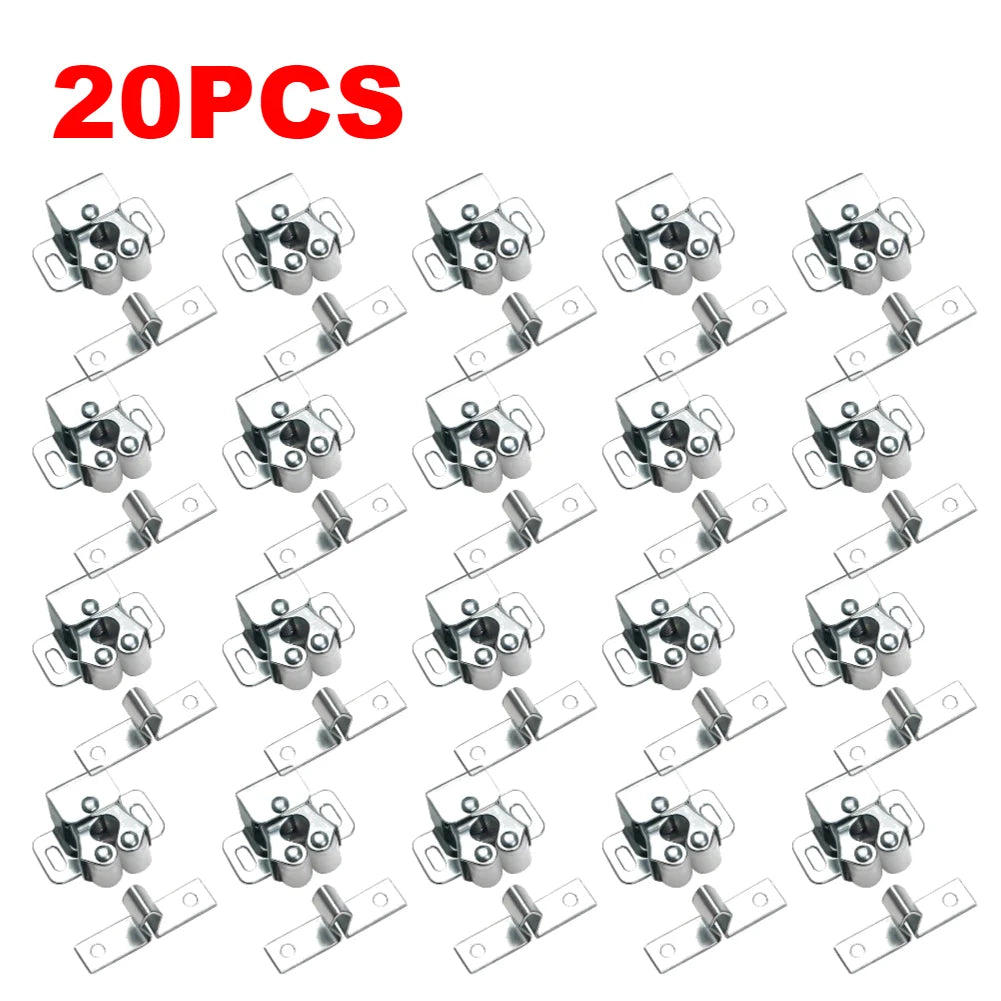 1-30PCS Magnetic Cabinet Door Clips Wardrobe Door Buckle Anti-Corrosion Dual Wheel Spring Fixed Lock Buckle Home Hardware Tools
