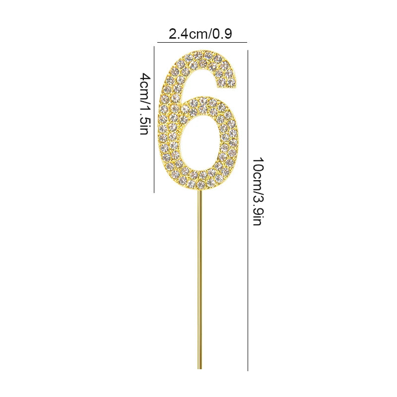 1Pc Gold Silver Glitter Alloy Number Cake Toppers Birthday 0-9 Digital Cakes Decor Wedding Party Baby Shower Dessert Decoration