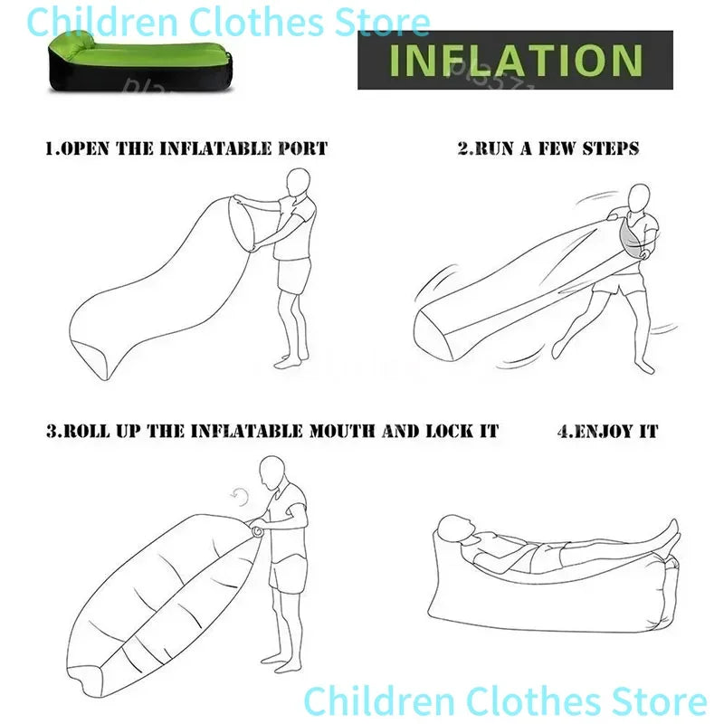 Outdoor Beach Lazy Inflatable Sofa Portable Folding Air Sofa Garden Sleeping Bag Bed Oxford Cloth Camping Furniture 190X70CM