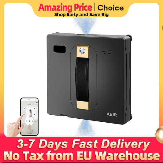 Robot Window cleaner ABIR WD8,Dual Water Spray,Smart Memory,High Vacuum Suction, Laser Sensor, Home Wall Glass Cleaning Robot