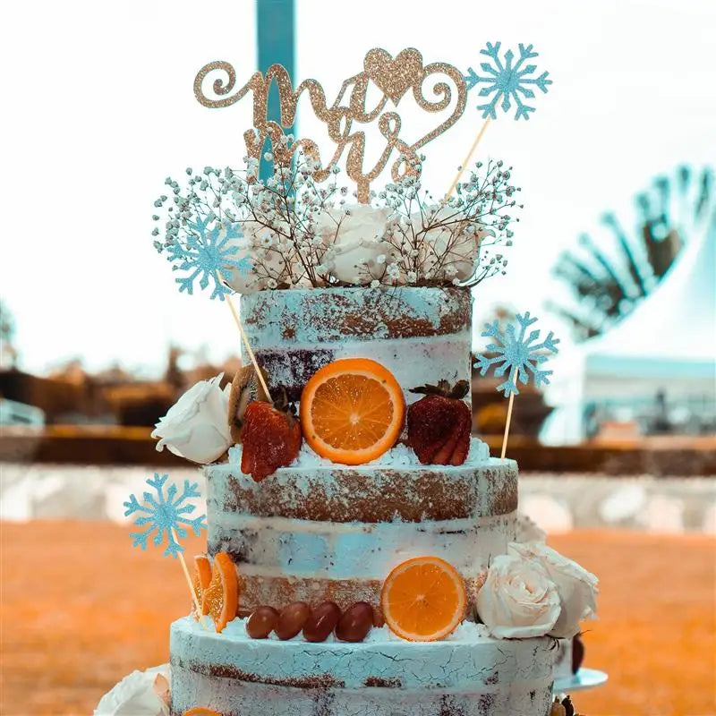 100Pcs Cupcake Toppers Snowflake Cake Picks Cupcake Decor Birthday Party Wedding Cake Decor Birthday Cake Card Flag