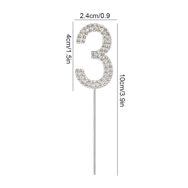 1Pc Gold Silver Glitter Alloy Number Cake Toppers Birthday 0-9 Digital Cakes Decor Wedding Party Baby Shower Dessert Decoration