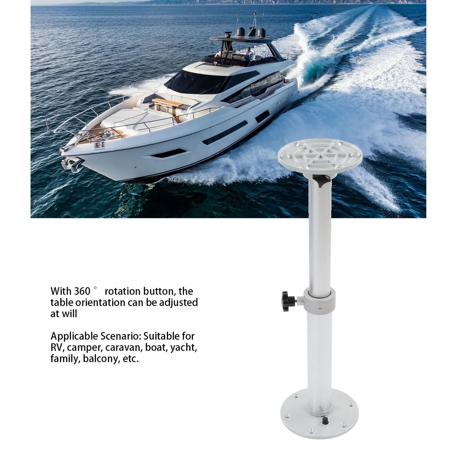 RV Table Leg RV Table Stand Table Pedestal Leg 460 to 700mm Adjustable 360° Rotatable for RV Camper  Boat Yacht Home