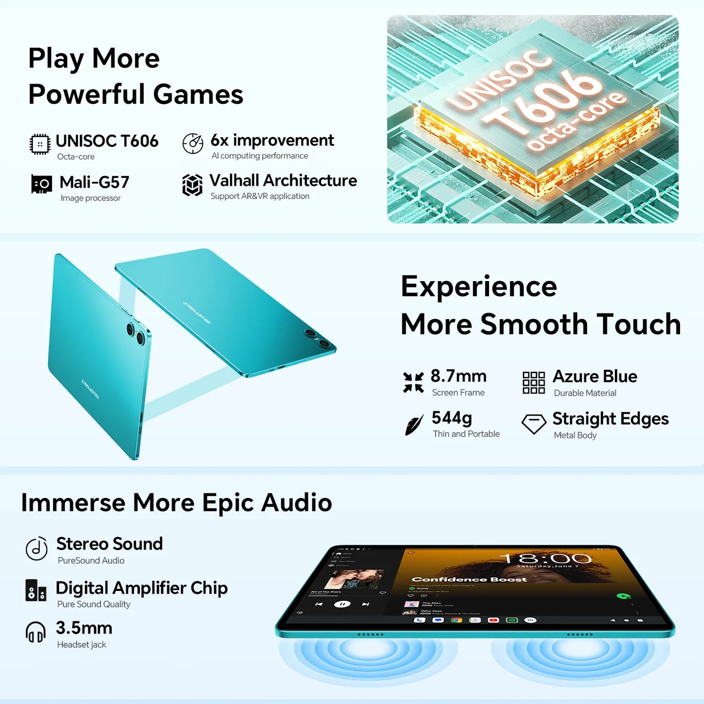 Teclast P30 Android 14 Tablet, 10.1 Inches, up to 12 Gb Ram, 128Gb Rom, 1280X800 Ips, Unisoc T606, 8 Cores, 6000 Mah