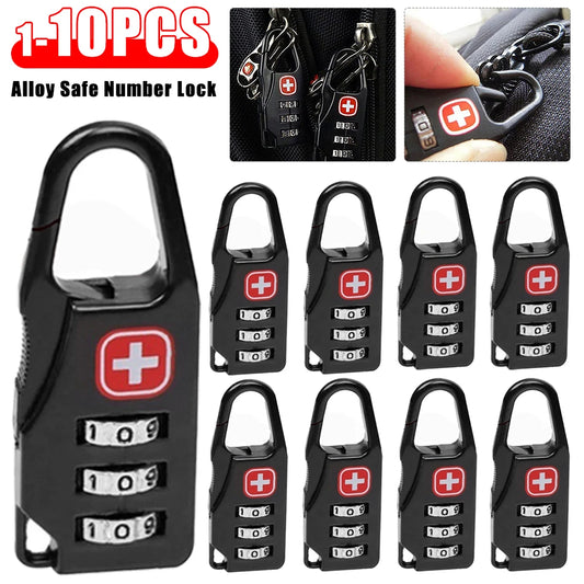 1-10PCS Portable Alloy Lock Padlock Outdoor Travel Luggage Zipper Backpack Handbag Safe Anti-theft Combination Code Number Lock