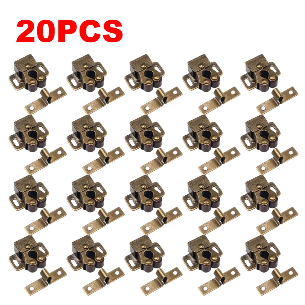 1-30PCS Magnetic Cabinet Door Clips Wardrobe Door Buckle Anti-Corrosion Dual Wheel Spring Fixed Lock Buckle Home Hardware Tools