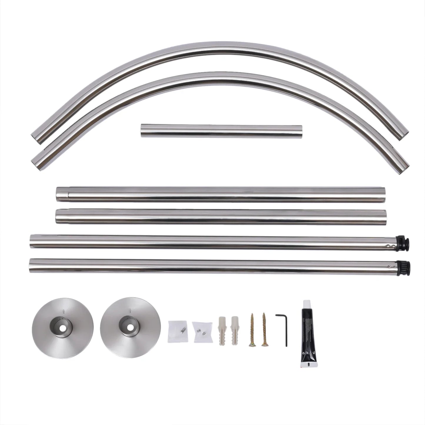 Shower Curtain Bars U Shape Round Arch Bracket Without Drilling, Stainless Steel Retractable Curtain Bar Bath Rail,For Bathroom