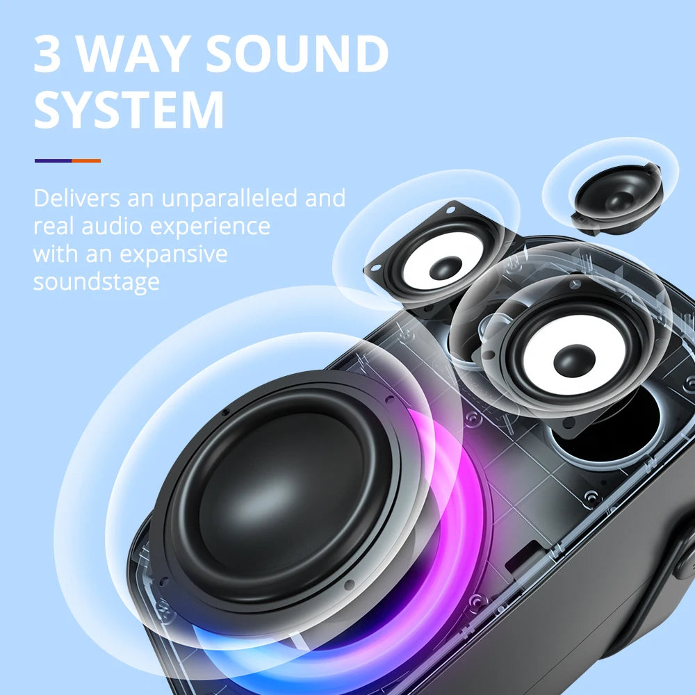 Tronsmart Halo 100 Speaker Bluetooth Portable Party Speaker with3-Way Sound System, Dual Audio Modes, App Control, for Outdoor