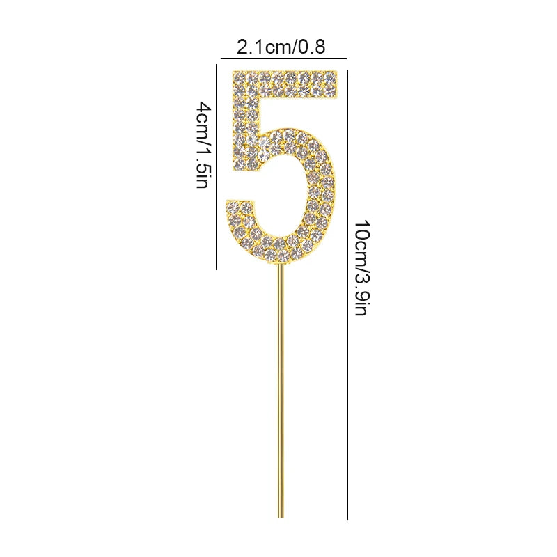 1Pc Gold Silver Glitter Alloy Number Cake Toppers Birthday 0-9 Digital Cakes Decor Wedding Party Baby Shower Dessert Decoration
