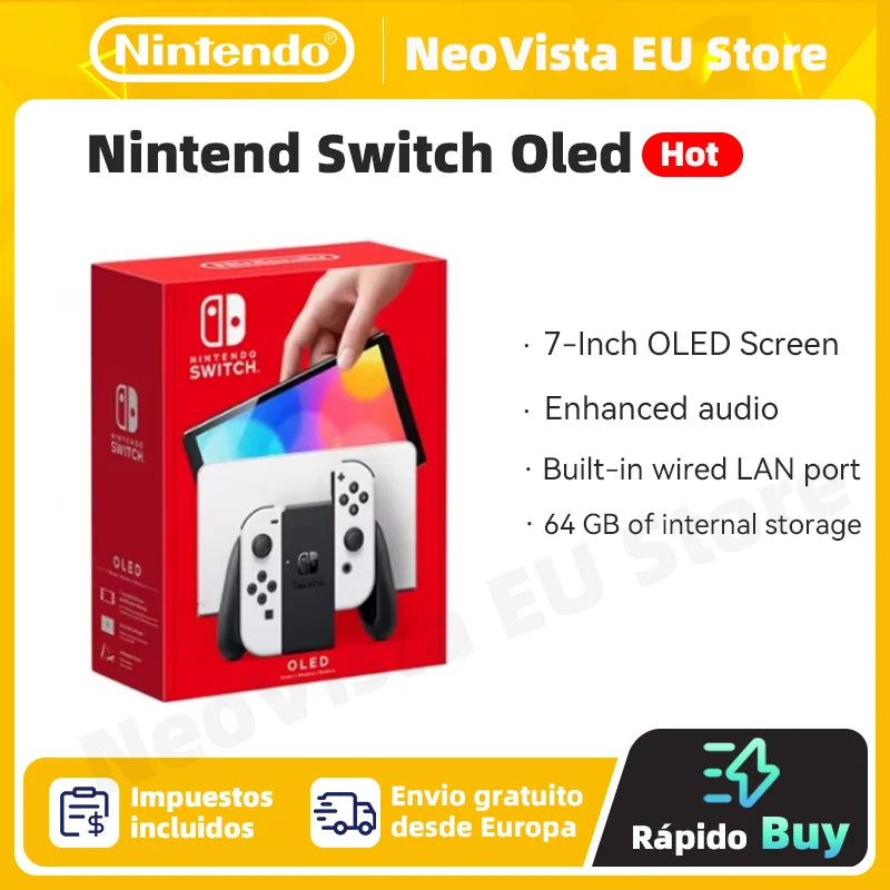 Nintendo Switch OLED Game Console 64GB White / Blue Red Set 7 Inch Touch Screen and 3 Game Modes Famicom