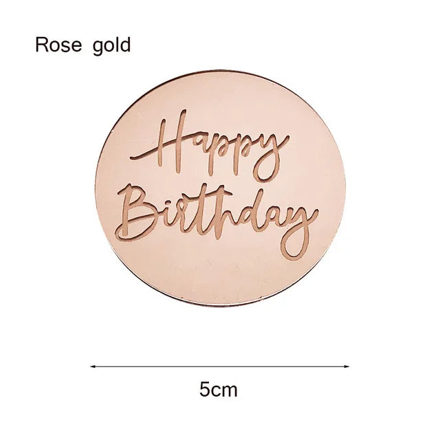 INS New Happy Birthday Cake Topper Acrylic Gold Birthday Oh Baby Cupcake Topper for Baby Shower Birthday Party Cake Decorations