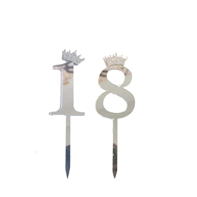 Happy Birthday Cake Topper Wedding Decorations Acrylic Cake Topper Gold Silver Numbers 10 16 18 20 30 Cake Decoration Tools