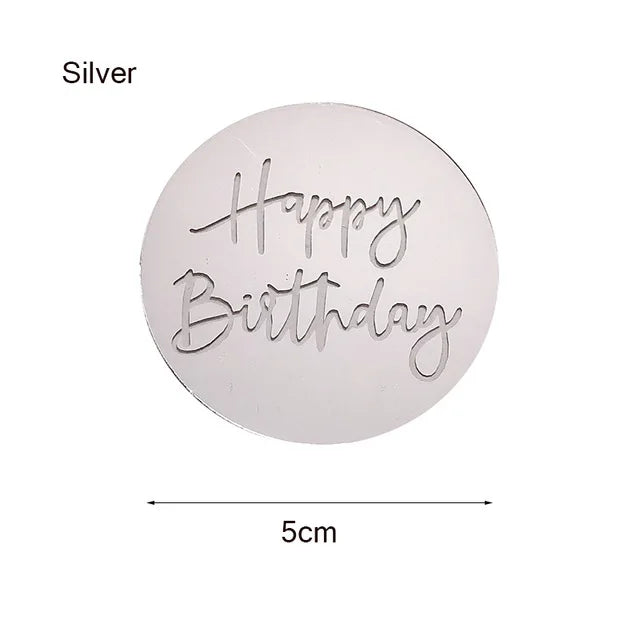 INS New Happy Birthday Cake Topper Acrylic Gold Birthday Oh Baby Cupcake Topper for Baby Shower Birthday Party Cake Decorations