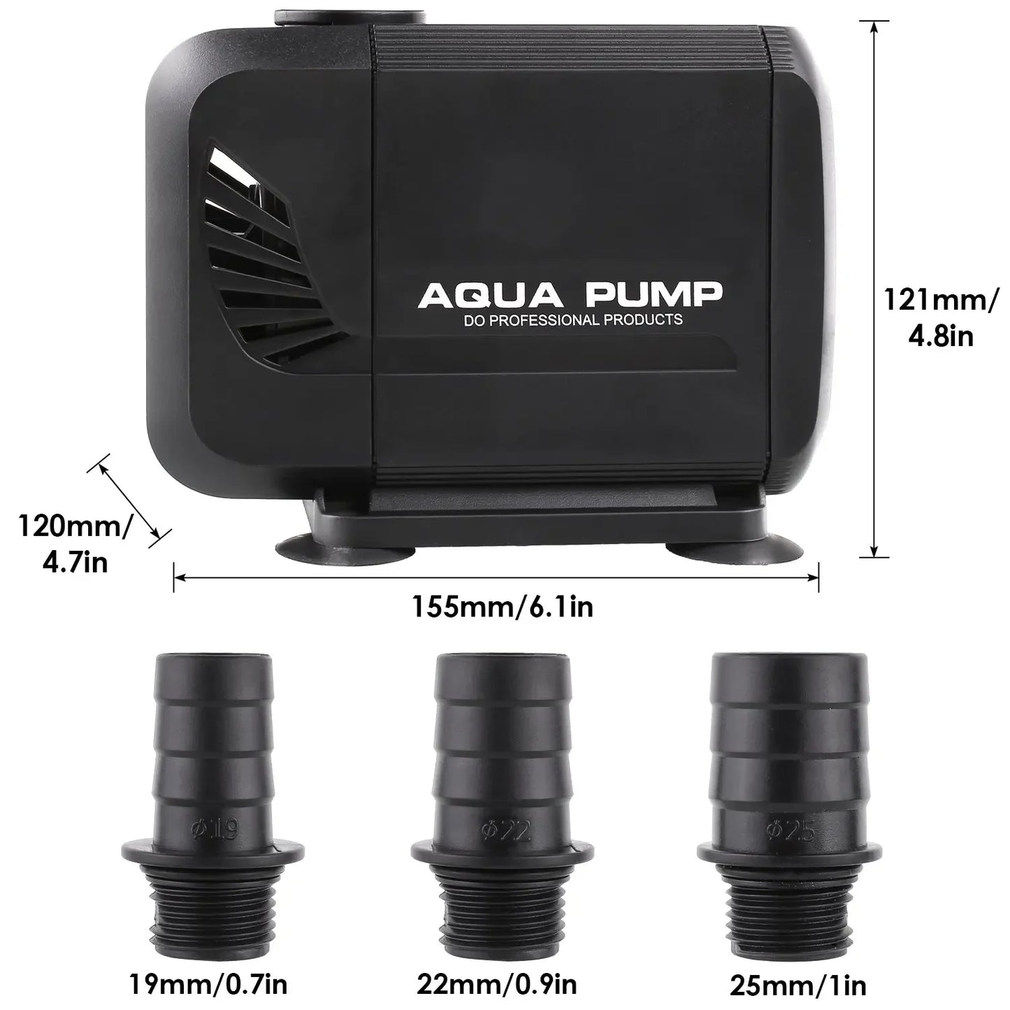 Fountain Pump 15W 1500L/H and 40W 3000L/H Submersible Water Pump, Outdoor Fountain Water Pump with 2.3m Power Cord, 3 Nozzles