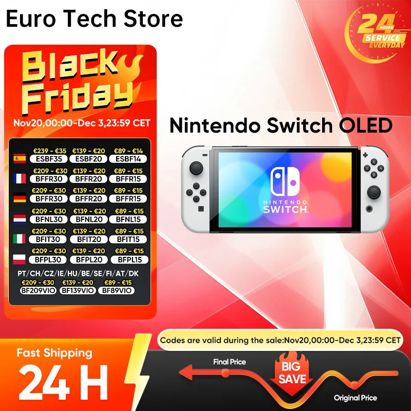 Nintendo Switch OLED Model 7 Inch Screen Joy‑Con Handle Enhanced Audio Adjustable Console Stable TV Mode Video Game