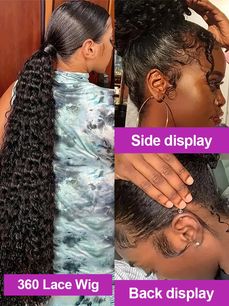 High Density 250% 40 50 Inch Deep Wave 13x6 HD Lace Front Human Hair Wig Loose Water Wave Curly 13x4 Lace Frontal Wig Human Hair