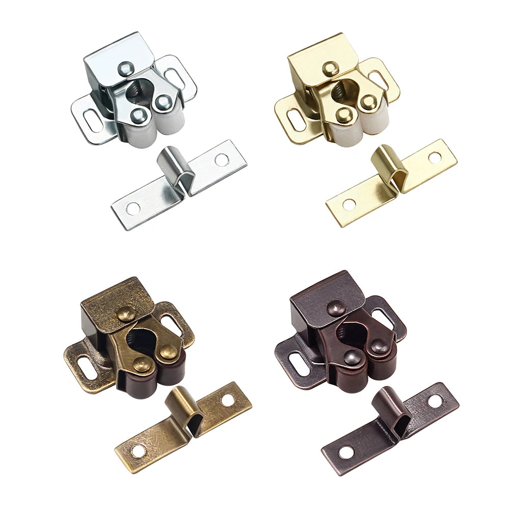 1-30PCS Magnetic Cabinet Door Clips Wardrobe Door Buckle Anti-Corrosion Dual Wheel Spring Fixed Lock Buckle Home Hardware Tools