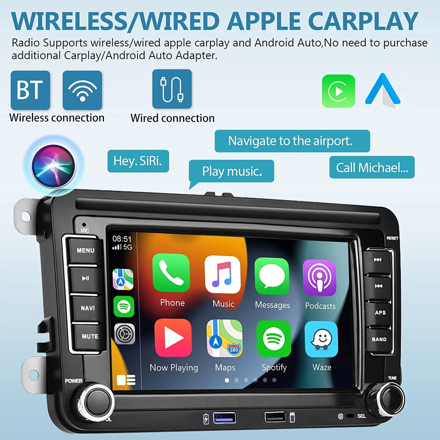 Android Car Radio Carplay for VW Volkswagen Jetta Passat Golf Polo 7" Car Stereo GPS Wifi FM Audio Receivers Multimedia Player