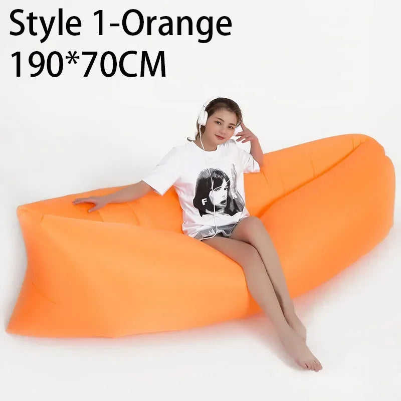 Outdoor Beach Lazy Inflatable Sofa Portable Folding Air Sofa Garden Sleeping Bag Bed Oxford Cloth Camping Furniture 190X70CM